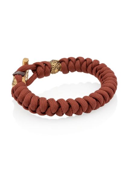 Браслет из красно-коричневого паракорда с шармом Молот тора Bayer и медведем из бронзы, вид сбоку