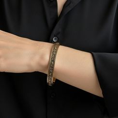 Браслет скандинавский жёсткий с руническими ставами рунами из бронзы