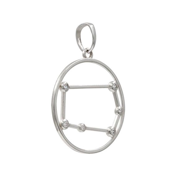 Подвеска на шею Созвездие Близнецы Знак зодиака серебро с фианитами, фото 3