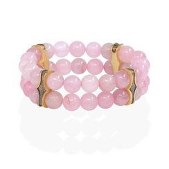 Всевидящее Око - двойной браслет с шармами из бронзы с розовым кварцем 8 мм