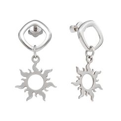 Серьги-пусеты с подвеской Солнце из серебра 925 пробы