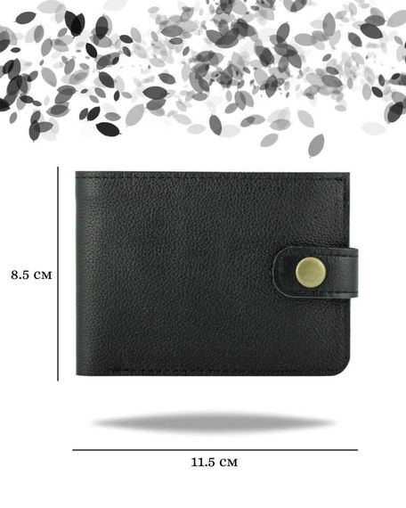 Фото функционального портмоне классического из черной кожи коала Инфографика Размеры