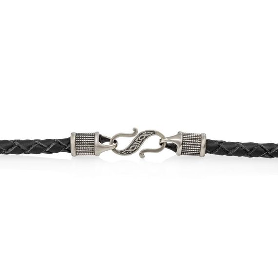 Колье Гайтан чёрный 5 мм с подвеской Псалом 90 из мельхиора, вид 3