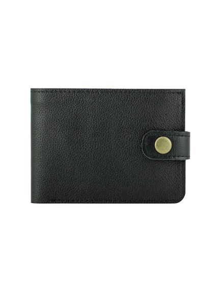 Фото портмоне Классическое черная кожа, вид фасад.