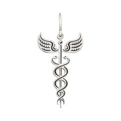 Подвеска Кадуцей жезл - кулон из серебра 925 пробы