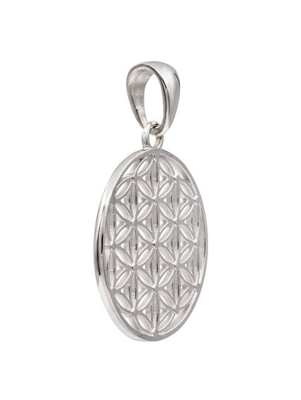 Фото подвески Цветок жизни средний из серебра, вид сбоку.