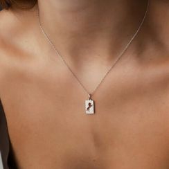 Подвеска Лошадь в прямоугольнике - кулон из серебра 925 пробы