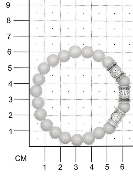 Браслет из белой ювелирной керамики с рунами Кеназ, Перт, Манназ - Самореализация на размерной сетке